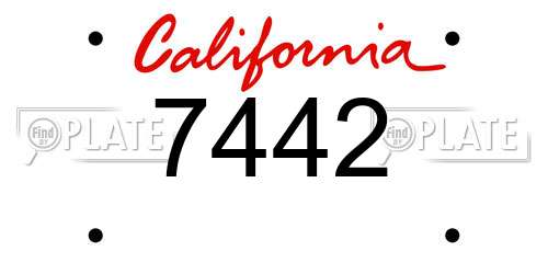 7442 California License Plate