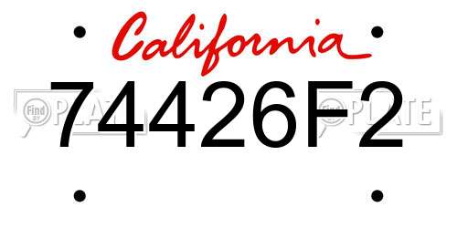 74426F2 California License Plate