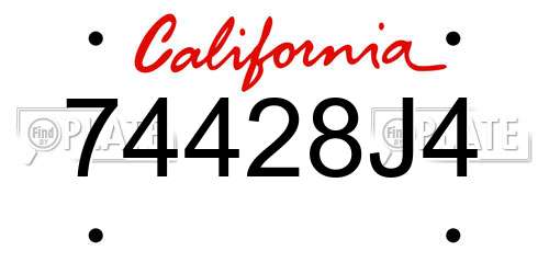 74428J4 California License Plate