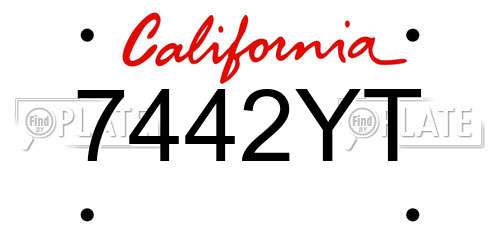 7442YT California License Plate