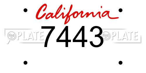 7443 California License Plate