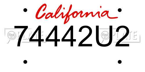 74442U2 California License Plate