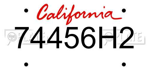 74456H2 California License Plate