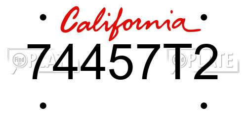 74457T2 California License Plate