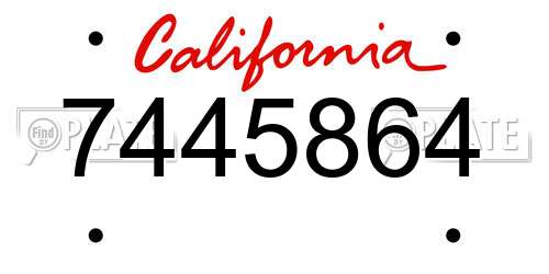 7445864 California License Plate