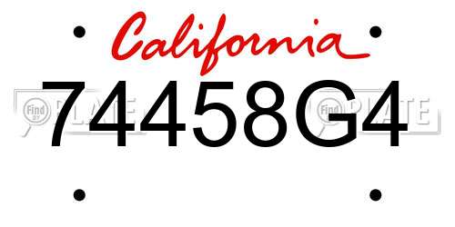 74458G4 California License Plate