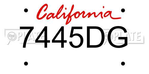 7445DG California License Plate