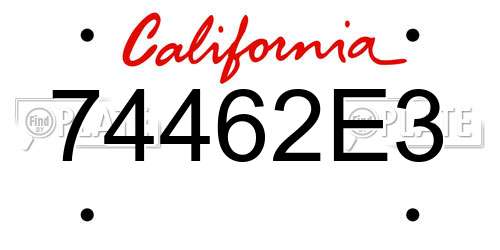 74462E3 California License Plate