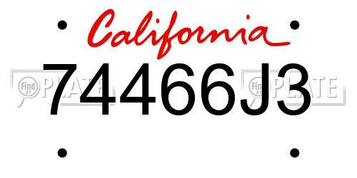 74466J3 California License Plate