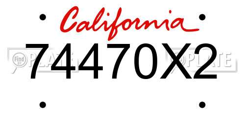 74470X2 California License Plate