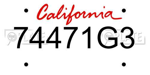 74471G3 California License Plate