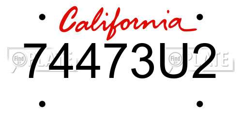 74473U2 California License Plate