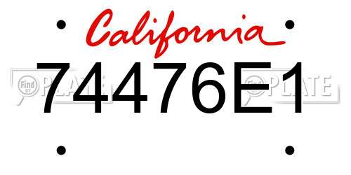 74476E1 California License Plate