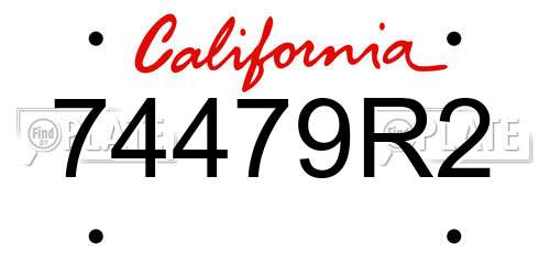 74479R2 California License Plate