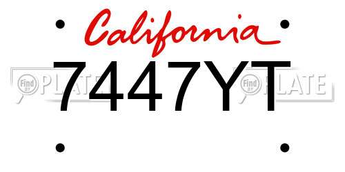 7447YT California License Plate