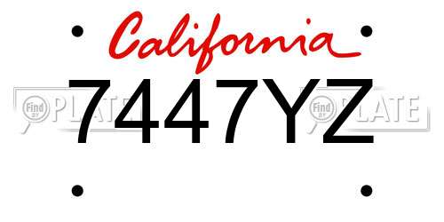 7447YZ California License Plate