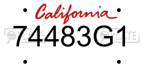 74483G1 California License Plate