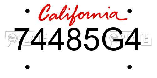 74485G4 California License Plate