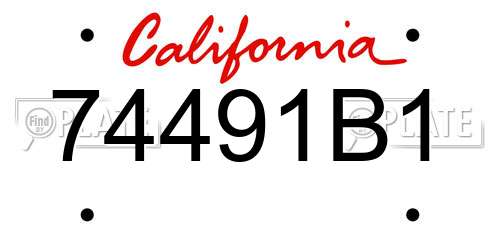 74491B1 California License Plate