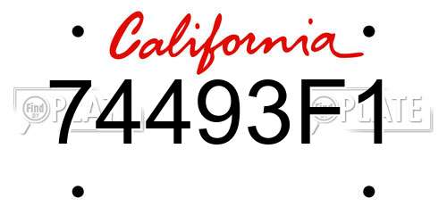 74493F1 California License Plate