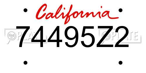 74495Z2 California License Plate