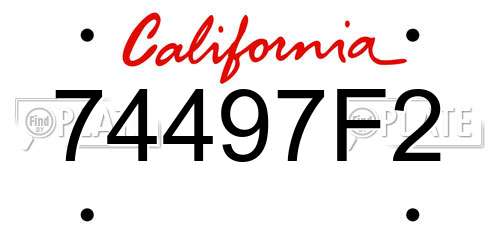 74497F2 California License Plate