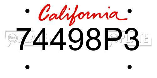 74498P3 California License Plate