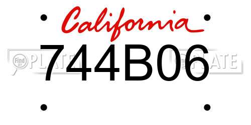 744B06 California License Plate