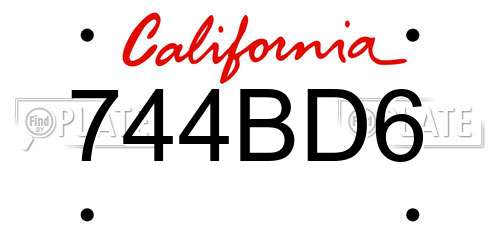 744BD6 California License Plate