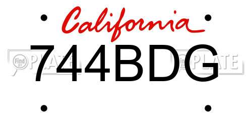 744BDG California License Plate
