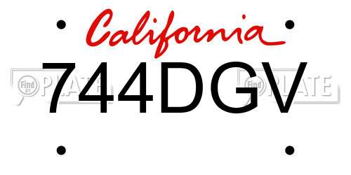744DGV California License Plate