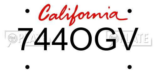 744OGV California License Plate