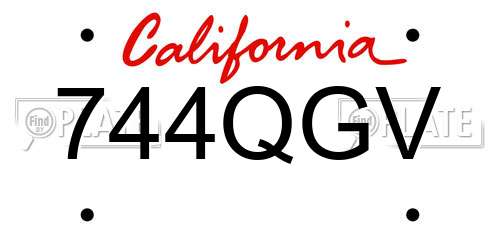 744QGV California License Plate