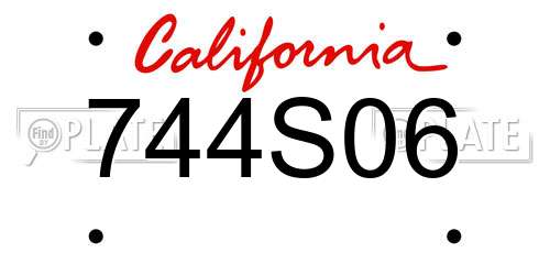 744S06 California License Plate