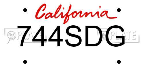 744SDG California License Plate