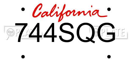 744SQG California License Plate