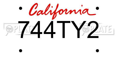 744TY2 California License Plate