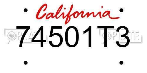74501T3 California License Plate