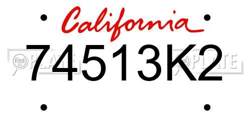 74513K2 California License Plate