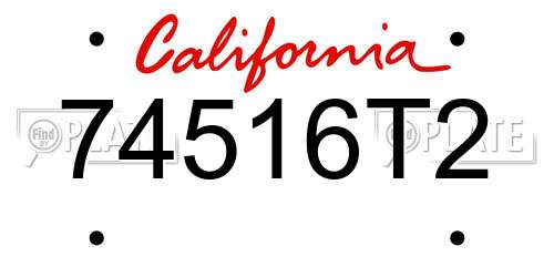 74516T2 California License Plate