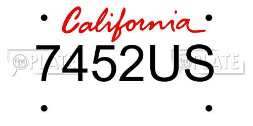 7452US California License Plate