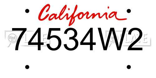 74534W2 California License Plate