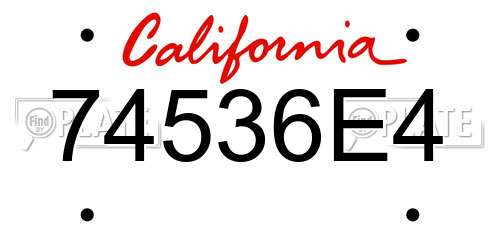 74536E4 California License Plate