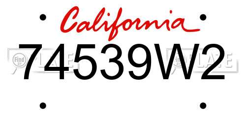 74539W2 California License Plate