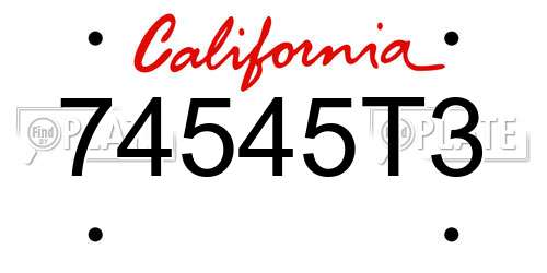 74545T3 California License Plate