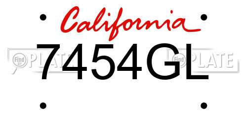 7454GL California License Plate