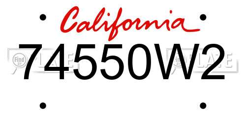 74550W2 California License Plate