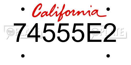 74555E2 California License Plate
