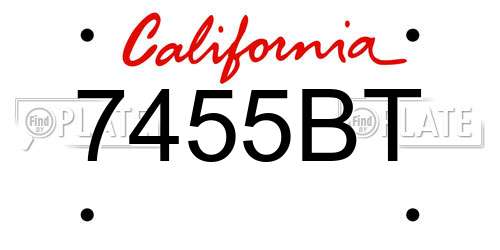 7455BT California License Plate