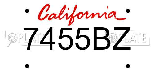 7455BZ California License Plate